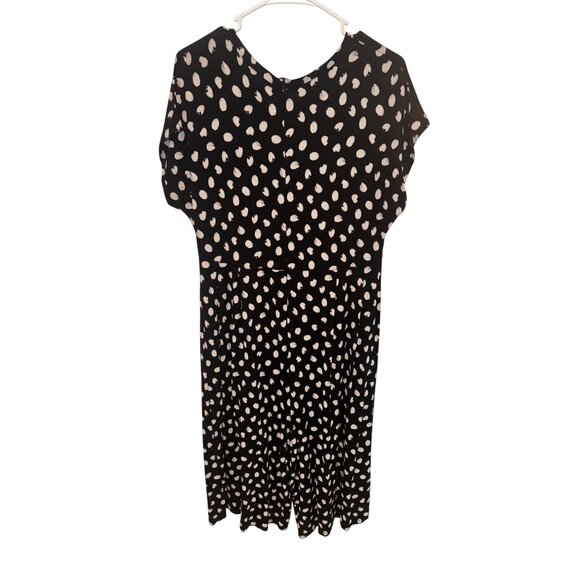 Masai Nabala Jumpsuit Black White Polka Dot Midi L Wide Leg Stretch Pant Modest - Picture 3 of 9